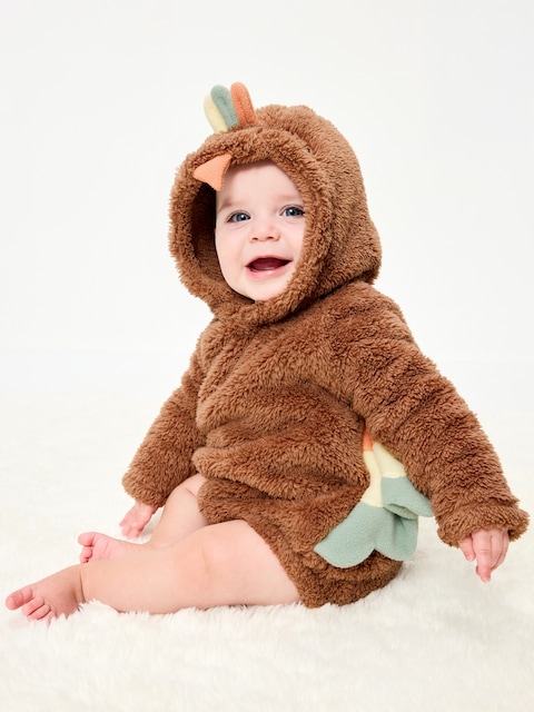 Long-Sleeve Critter Fleece Hooded One-Piece Romper for Baby