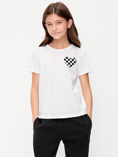 Softest Short-Sleeve Heart-Pocket T-Shirt for Girls