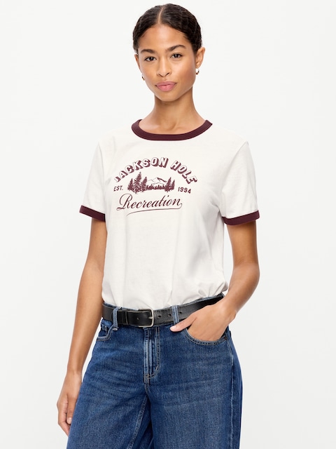 EveryWear Crew-Neck Graphic Ringer T-Shirt