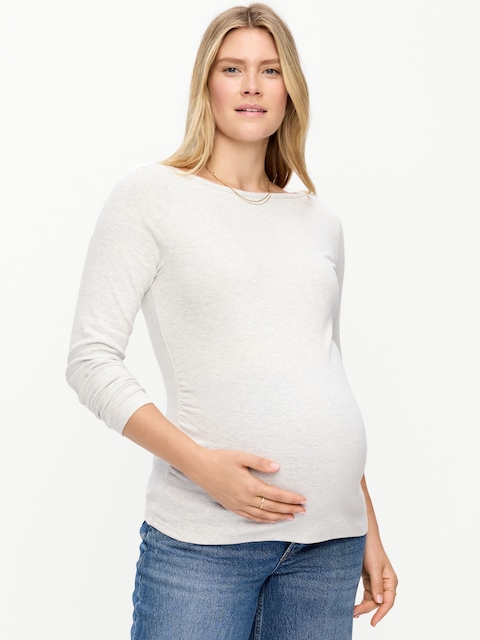 Maternity Snug Long-Sleeve Boatneck T-Shirt
