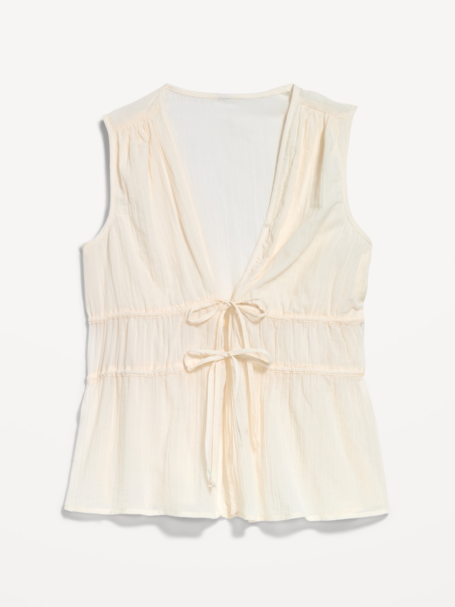 Sleeveless V-Neck Tie-Front Top