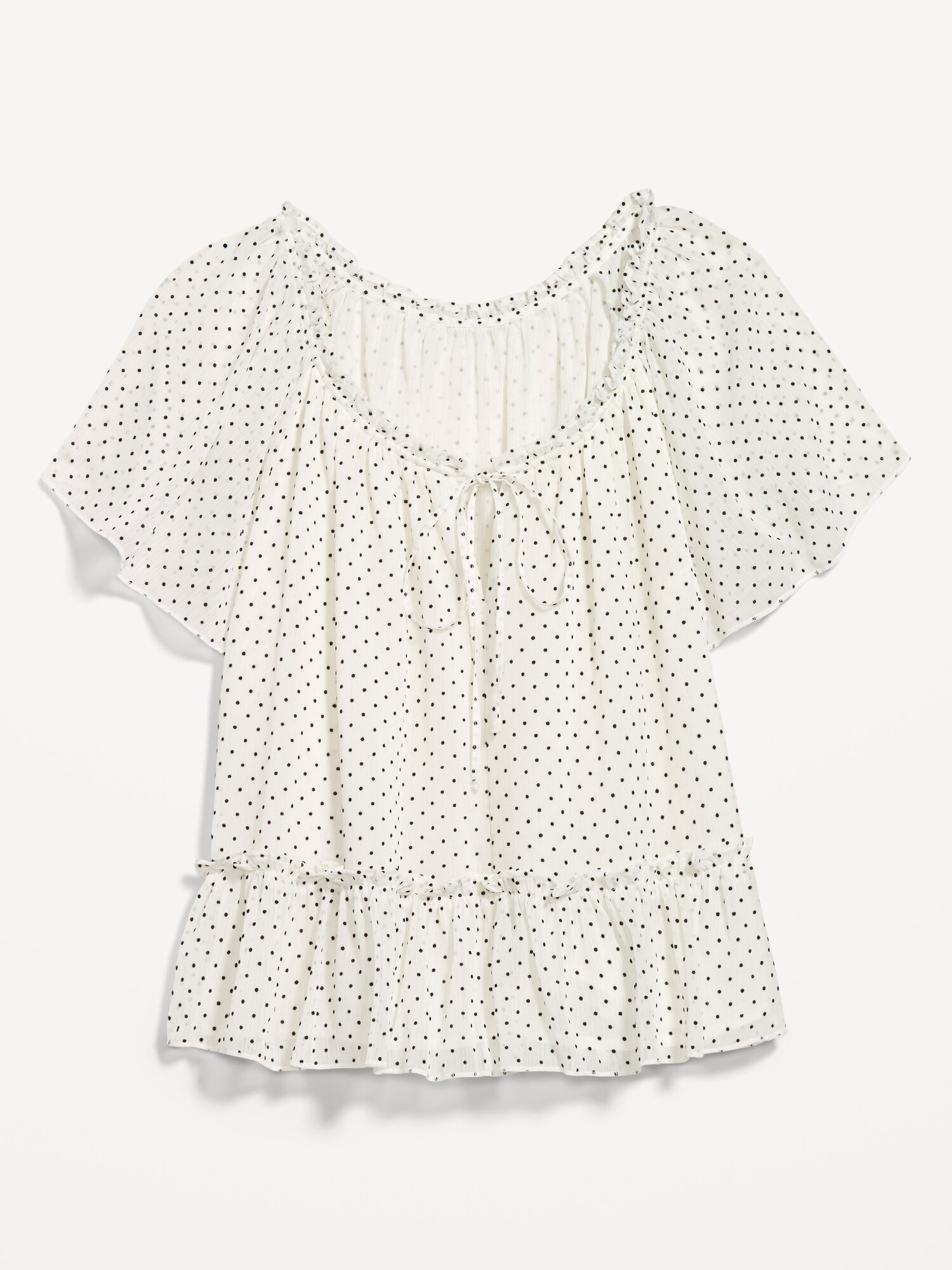 Женский топ Old Navy Chiffon Flutter-Sleeve Top, цвет: Чёрный / Белый — фото 2