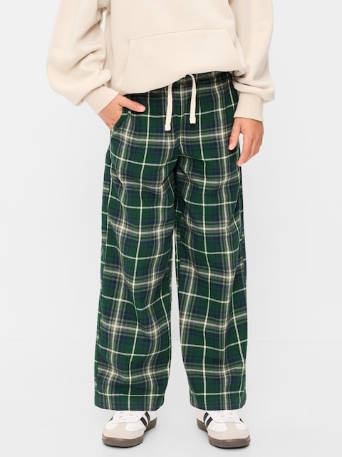Pull-On Baggy Plaid Flannel Pants for Boys