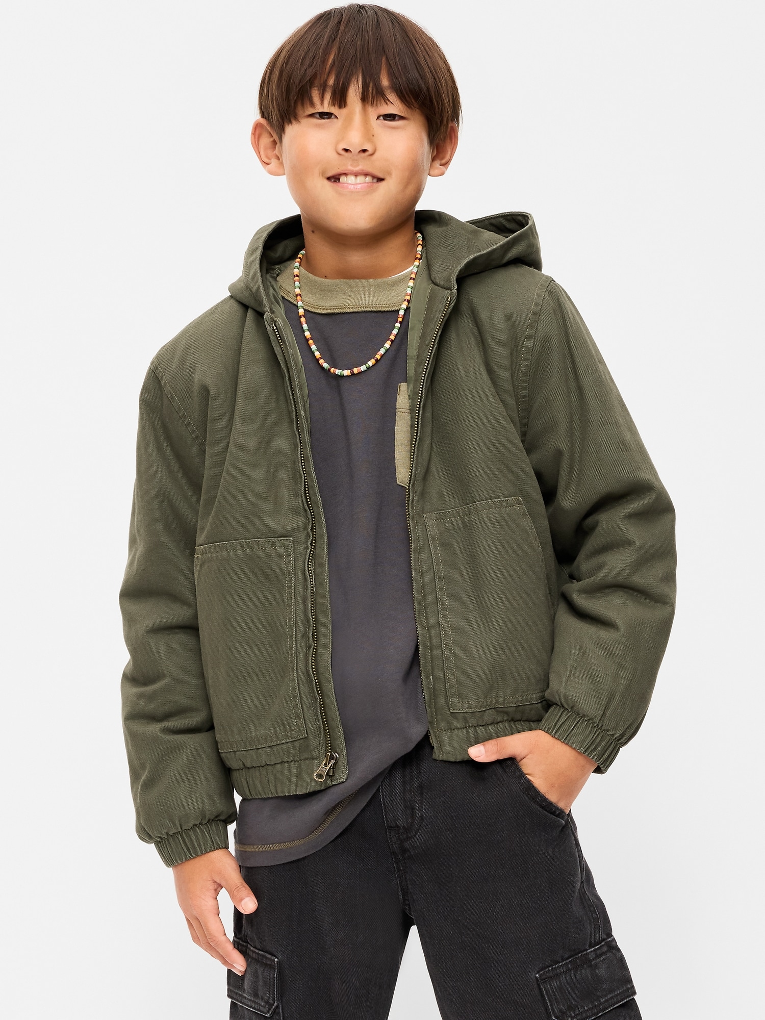 Hooded Canvas Jacket for Boys