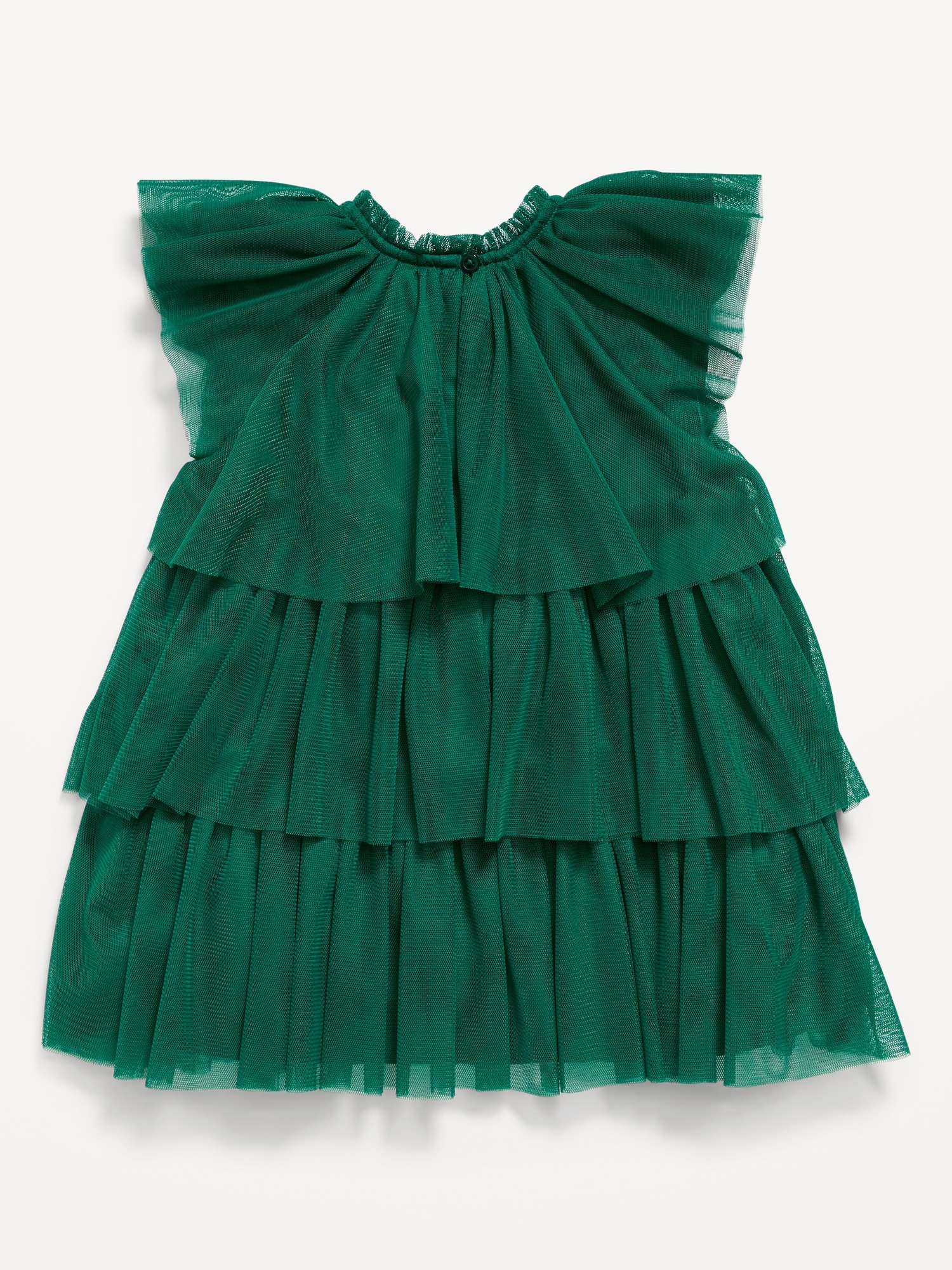Short-Sleeve Embroidered Tulle Tiered Dress for Baby