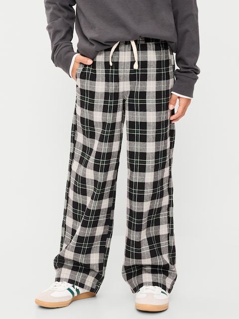 Pull-On Baggy Plaid Flannel Pants for Boys