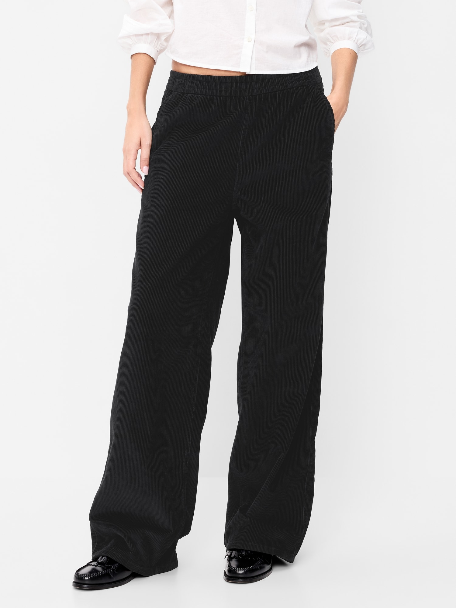 High-Waisted Baggy Wide-Leg Corduroy Pants