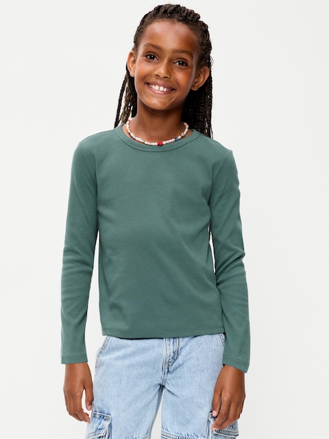 Softest Long-Sleeve Ribbed T-Shirt for Girls