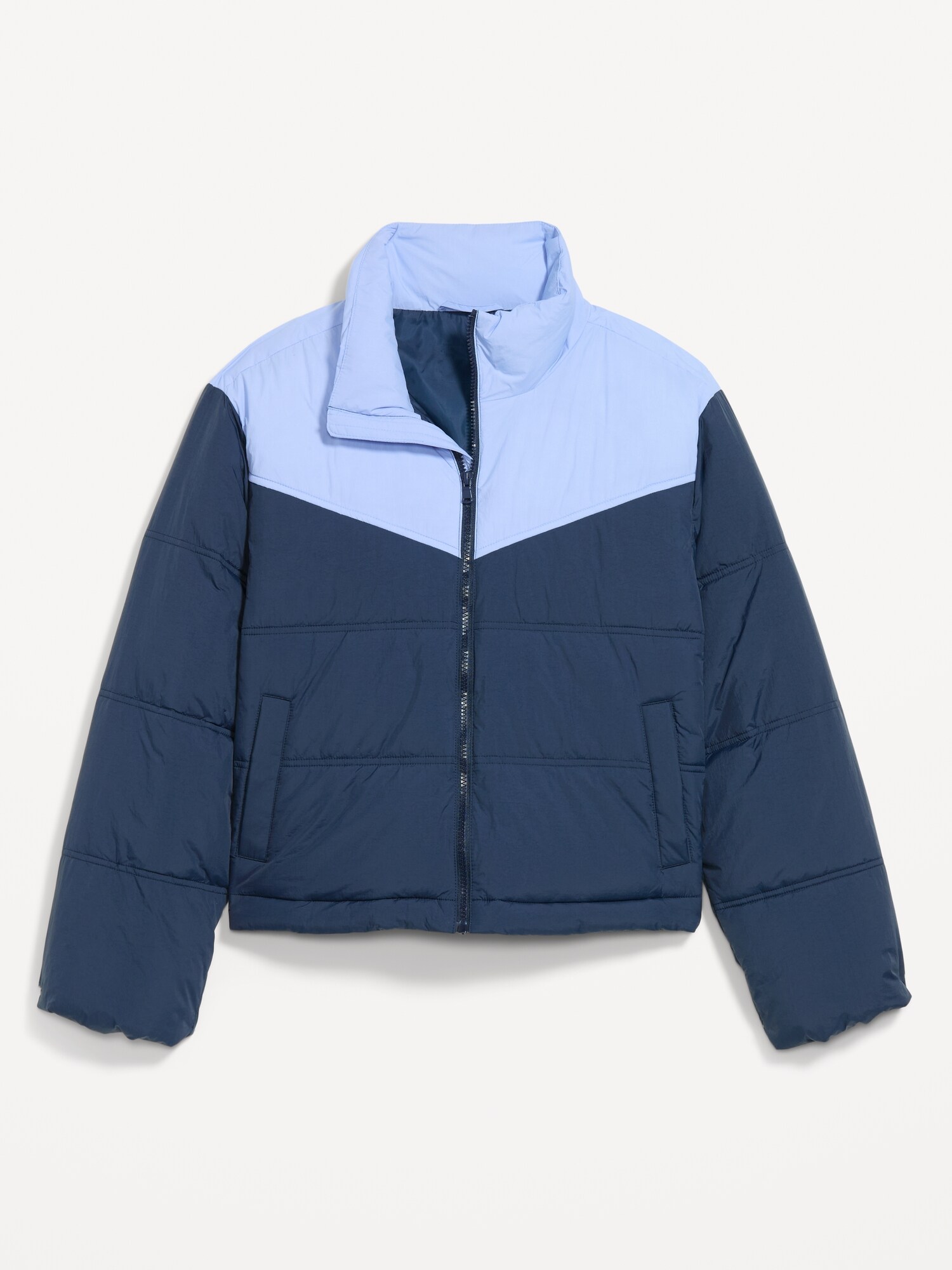 Женская куртка Old Navy Water-Resistant Color-Block Puffer, цвет: Periblue — фото 2