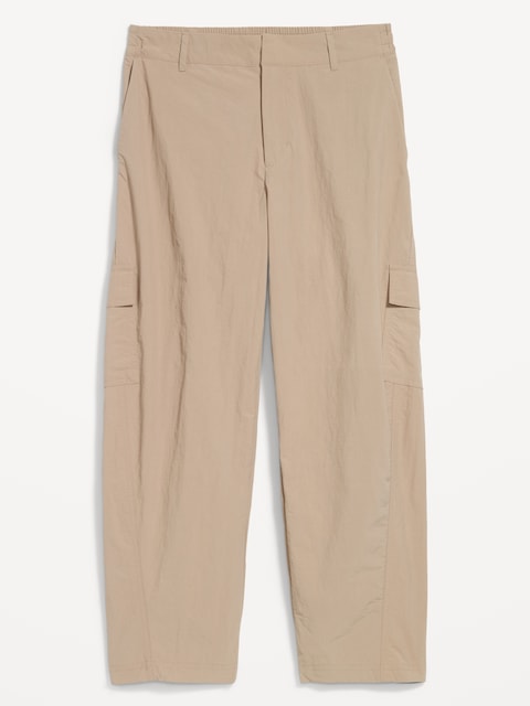 Mid-Rise Barrel-Leg Cargo Pants