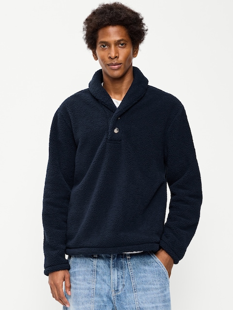 Shawl-Collar Sherpa Pullover
