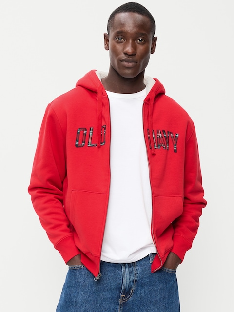 Sherpa-Lined Logo Graphic Full-Zip Hoodie