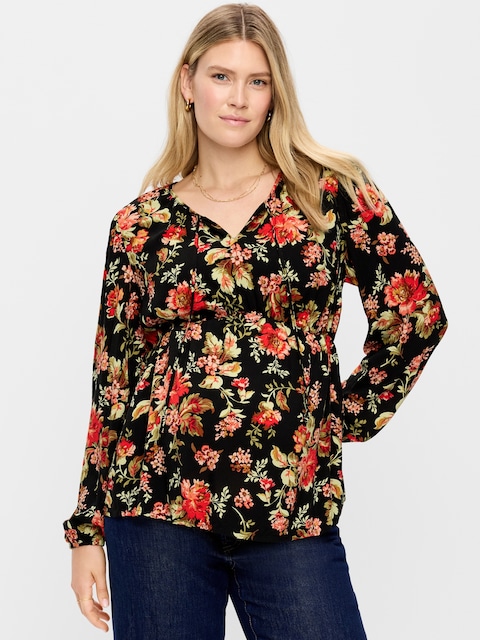 Maternity Ruched Tie-Neck Swing Top