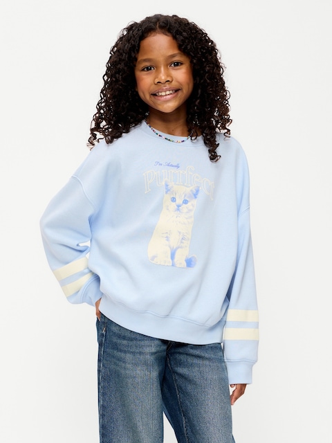 Oversized Long-Sleeve Tunic Sweatshirt for Girls