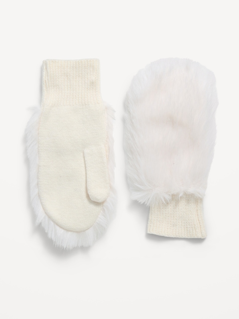 Faux-Fur Mittens for Women