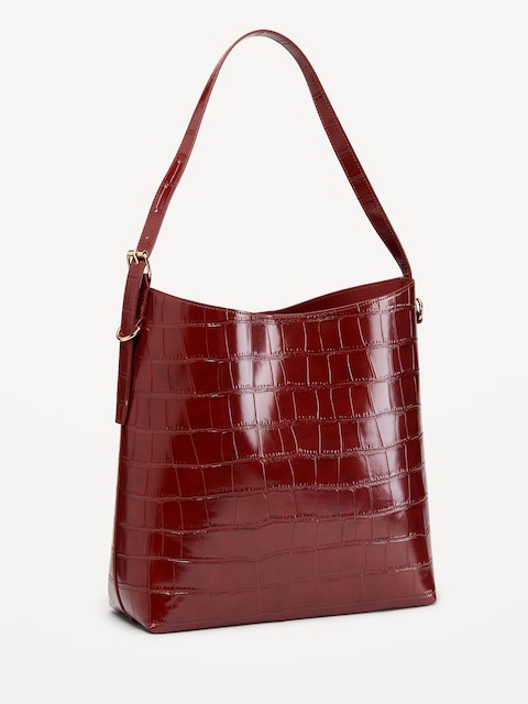 Medium Croc-Embossed Bucket Bag