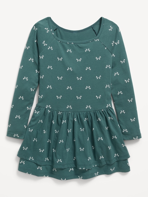 Fitted Long-Sleeve Ruffled Dress for Girls