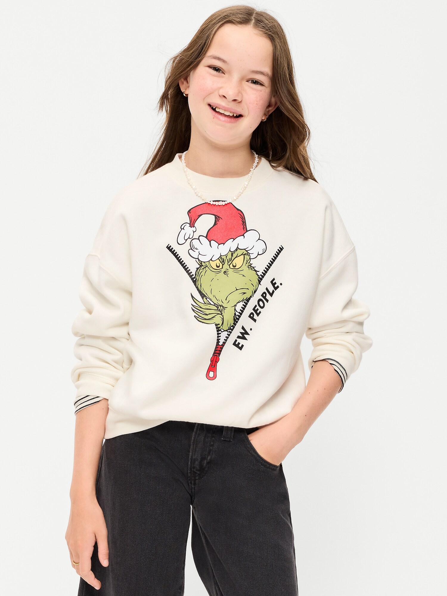 Толстовка Old Navy Dr. Seuss™ Grinch Tunic Sweatshirt для девочек, цвет: Морская соль