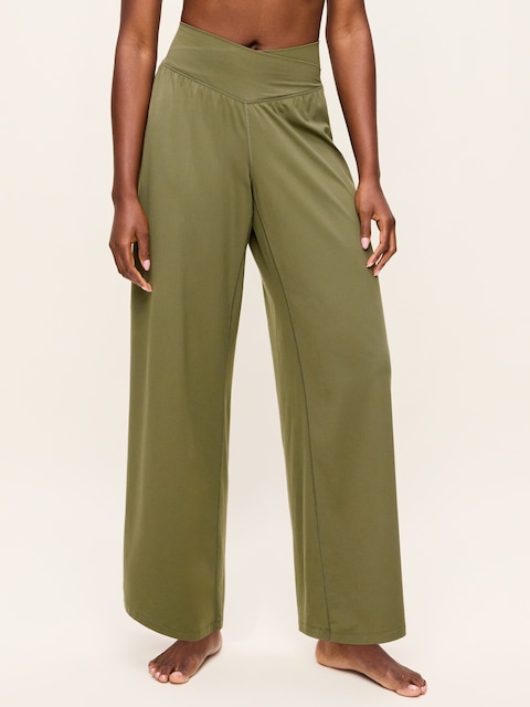 Crossover-Waist StudioSmooth Wide-Leg Pants