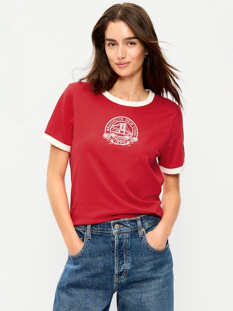 EveryWear Crew-Neck Graphic Ringer T-Shirt