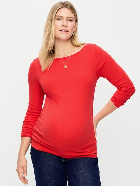 Maternity Snug Long-Sleeve Boatneck T-Shirt