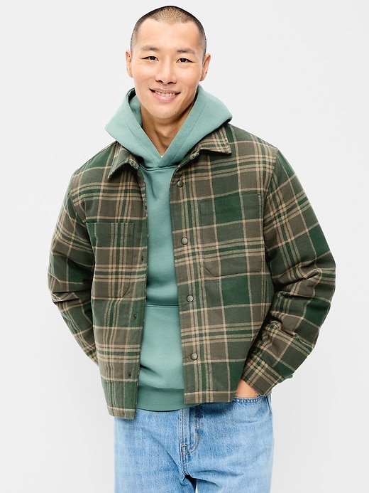 Cropped Insulated Flannel Shacket