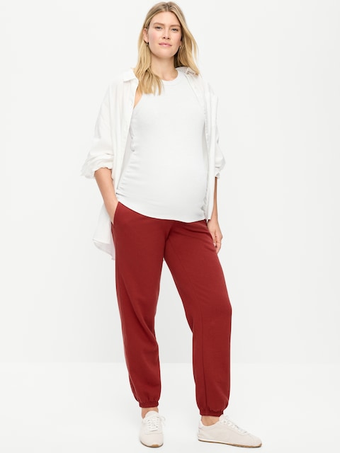 Maternity Rollover-Waist Fleece Jogger
