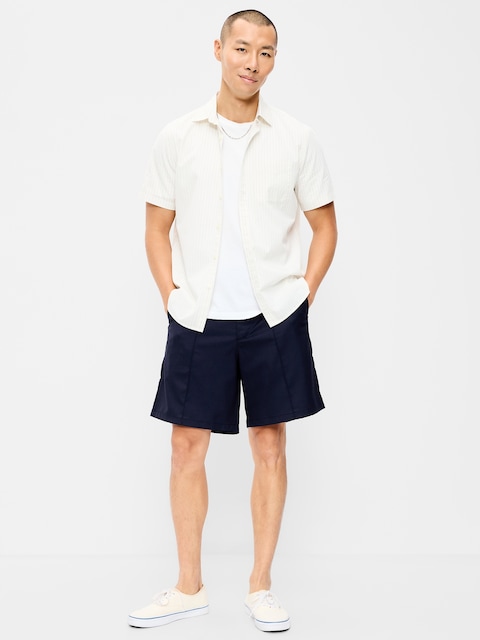 Baggy Creased Twill Dress Shorts -- 8-inch inseam