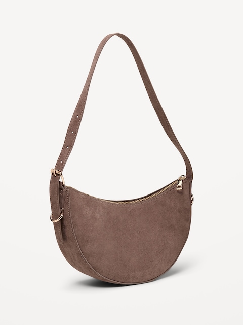 Faux-Suede Mini Crescent Bag