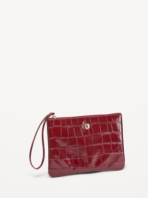 Croc-Embossed Wristlet