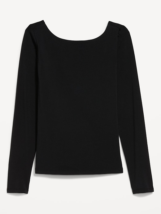 Hug Double-Layer Long-Sleeve Scoop-Back Top