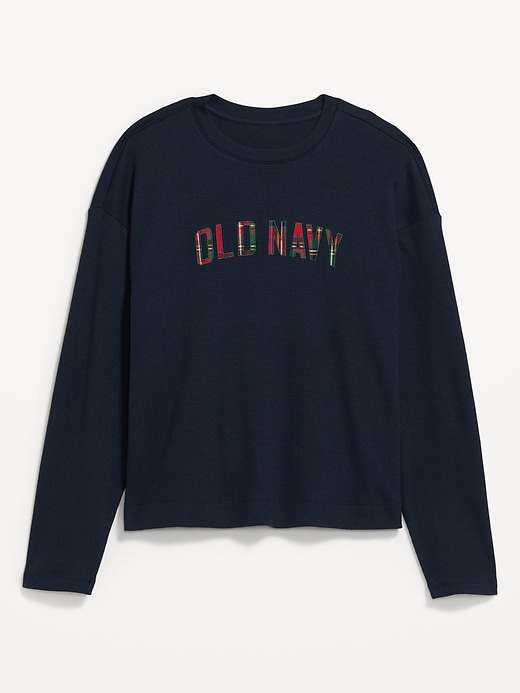 Vintage Long-Sleeve Waffle Knit Crew-Neck T-Shirt