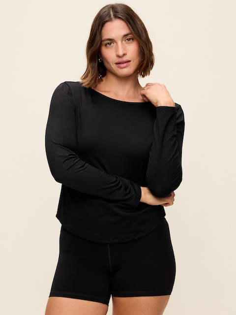 StudioSmooth Long-Sleeve Scoop-Back Top