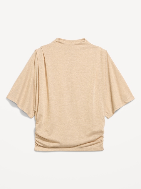 High-Neck Flutter-Sleeve Top