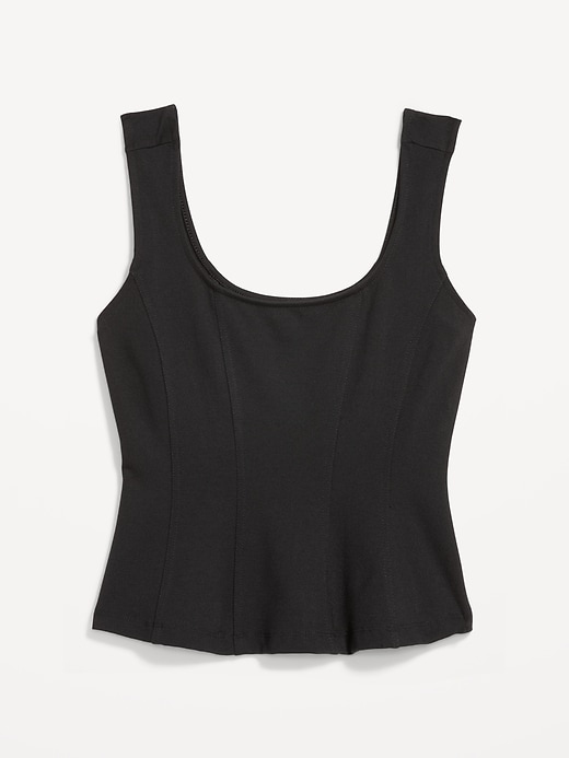 Square-Neck Ponte Peplum Tank Top