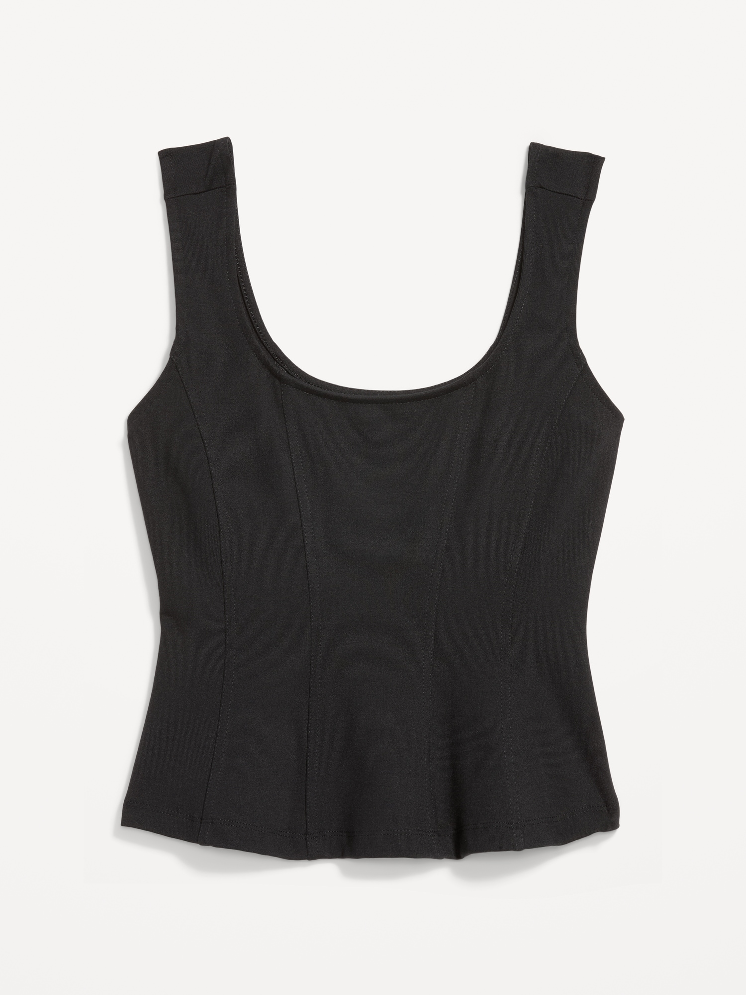 Square-Neck Ponte Peplum Tank Top