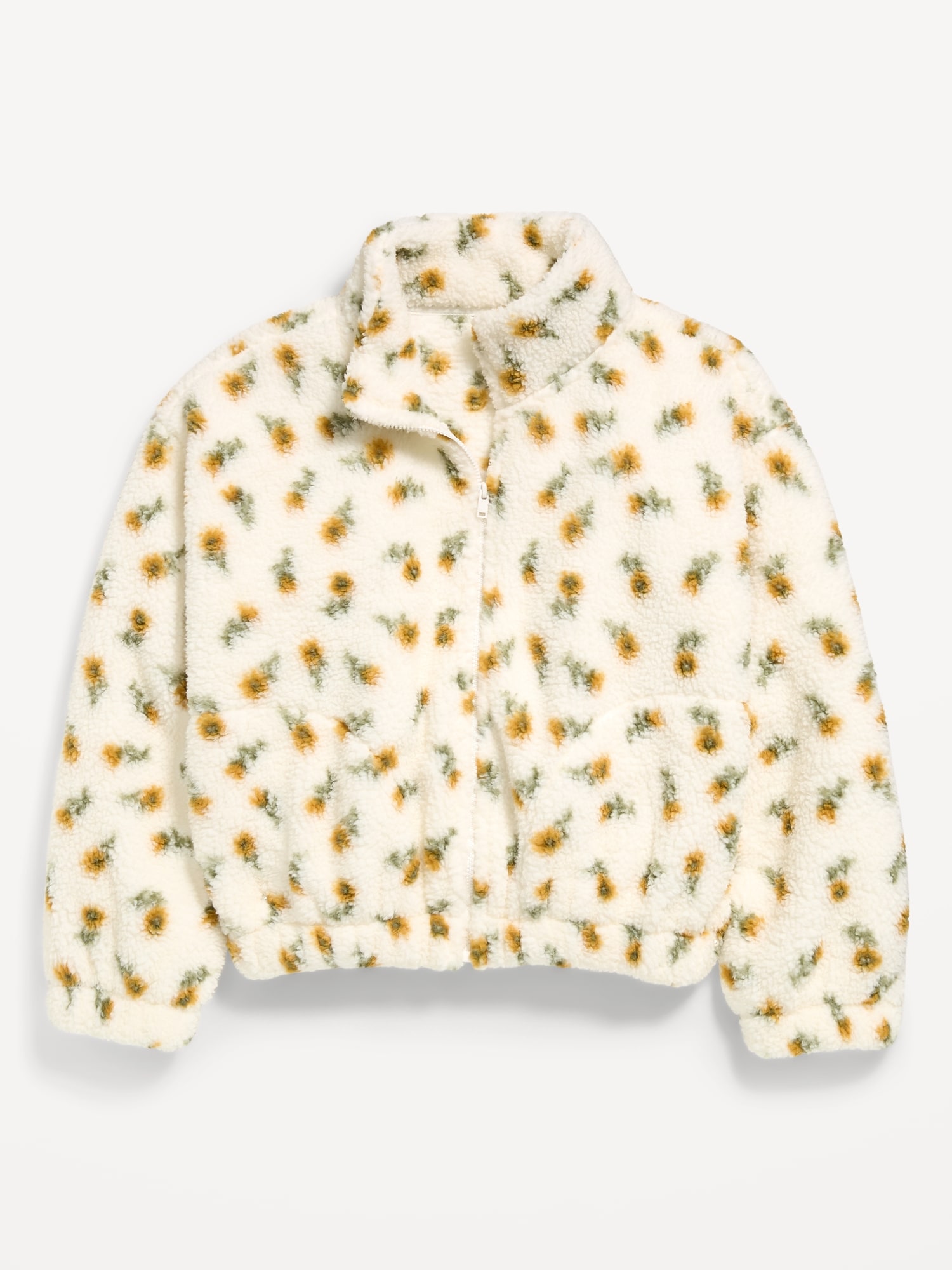 Printed Oversized Sherpa Jacket for Girls