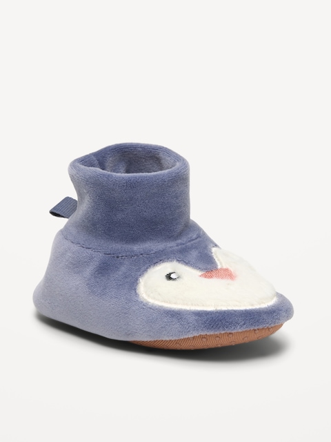 Velour Penguin Slippers for Baby