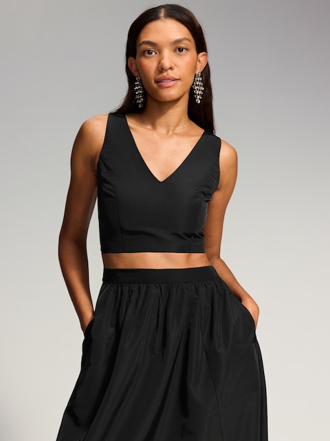 The Occasion by Old Navy V-Neck Taffeta Crop Top