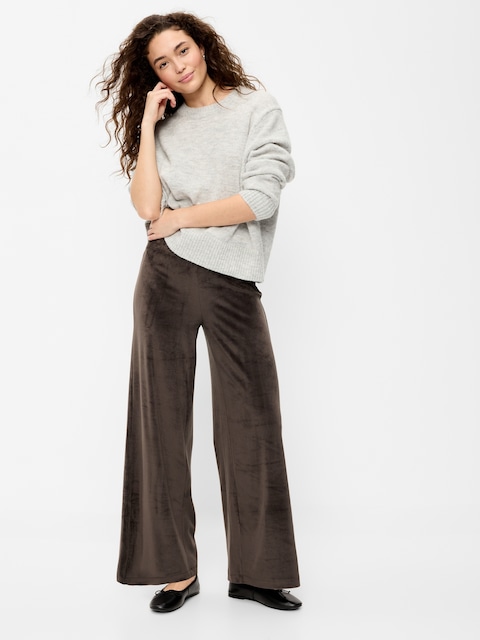 High-Waisted Velour Super Wide-Leg Leggings