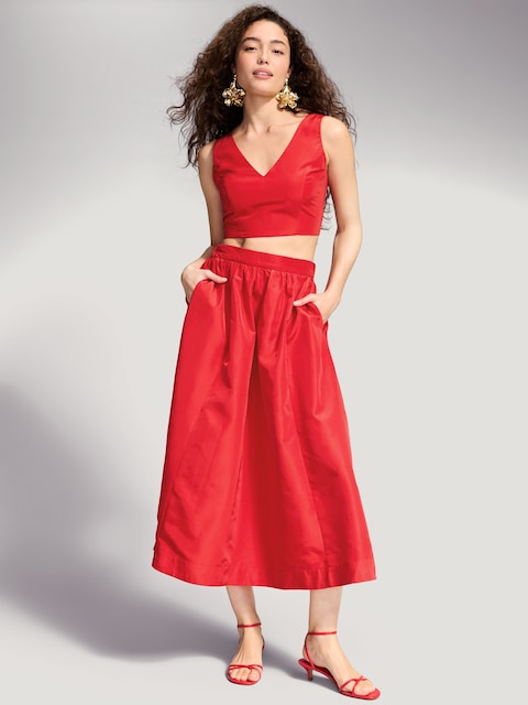 The Occasion by Old Navy Taffeta Midi Skirt