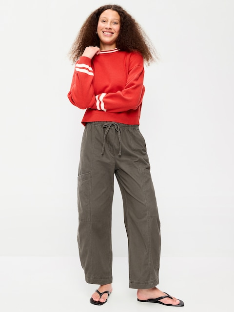 Mid-Rise Barrel-Leg Utility Pants