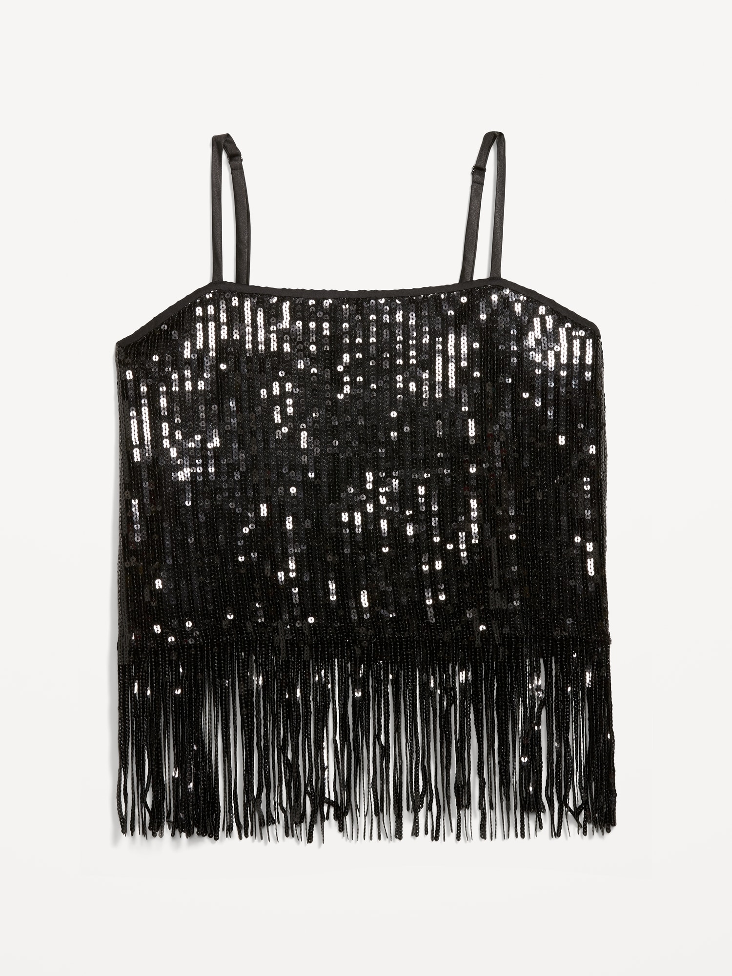 Sequin Fringe-Hem Cami Top