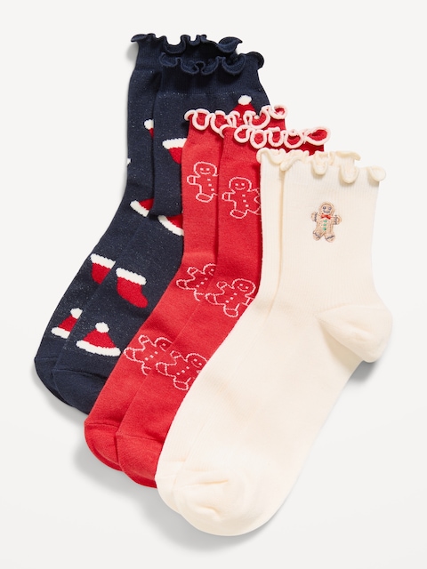 Ruffled Crew Sock 3-Pack for Women