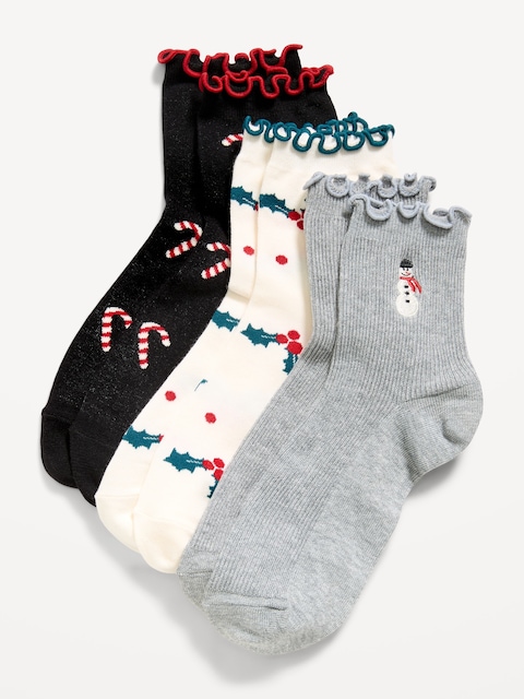 Ruffled Crew Sock 3-Pack for Women