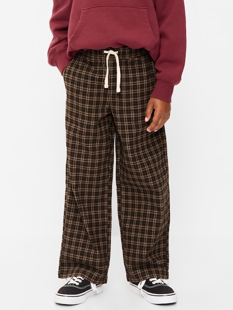 Pull-On Baggy Plaid Flannel Pants for Boys