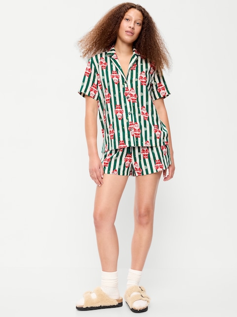 Flannel Pajama Short Set for Women
