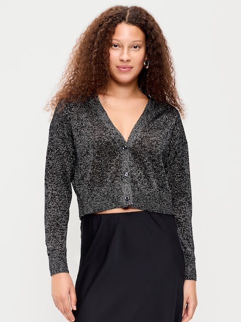 Shine V-Neck Cropped Cardigan