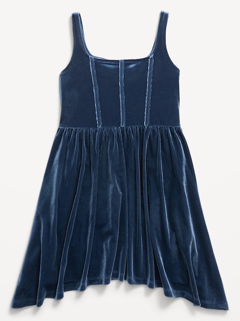 Sleeveless Fit and Flare Velvet Dress for Girls