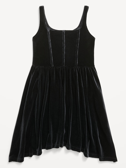 Sleeveless Fit and Flare Velvet Dress for Girls